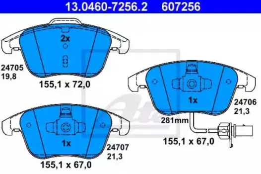 Тормозные колодки дисковые передняя ось ATE 13.0460-7256.2
