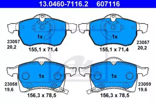 Тормозные колодки дисковые передняя ось ATE 13.0460-7116.2