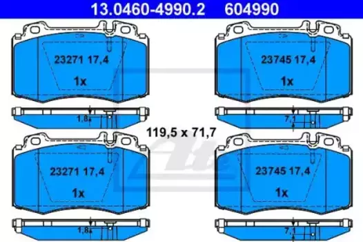 Тормозные колодки дисковые передняя ось ATE 13.0460-4990.2