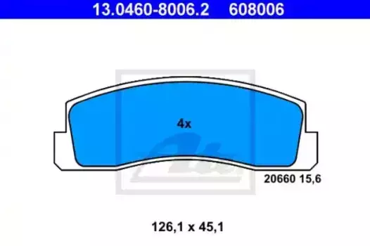 Тормозные колодки дисковые передняя ось ATE 13.0460-8006.2