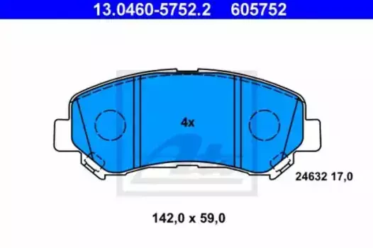 Тормозные колодки дисковые передняя ось ATE 13.0460-5752.2