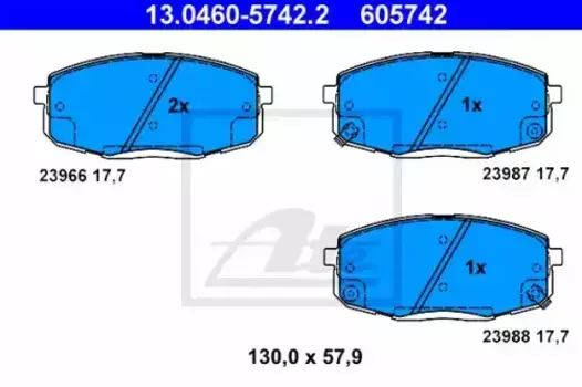 Тормозные колодки дисковые передняя ось ATE 13.0460-5742.2