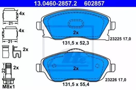 Тормозные колодки дисковые передняя ось ATE 13.0460-2857.2