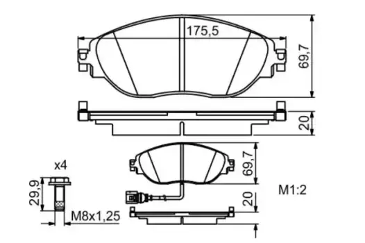 Тормозные колодки дисковые передняя ось BOSCH 0 986 494 704