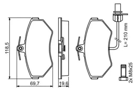 Тормозные колодки дисковые передняя ось BOSCH 0 986 494 042