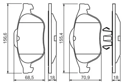 Тормозные колодки дисковые передняя ось BOSCH 0 986 424 616