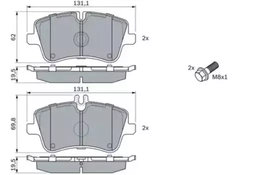 Тормозные колодки дисковые передняя ось BOSCH 0 986 424 517