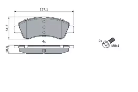 Тормозные колодки дисковые передняя ось BOSCH 0 986 494 027