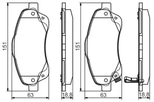 Тормозные колодки дисковые передняя ось BOSCH 0 986 495 083