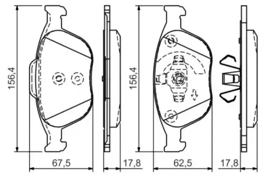 Тормозные колодки дисковые передняя ось BOSCH 0 986 495 066