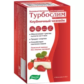 Турбослим батончик для похудения со вкусом клубничный чизкейк, 4 шт, Эвалар