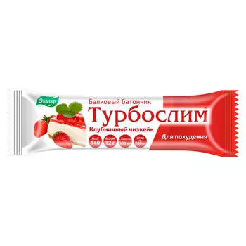 Турбослим батончик "клубничный чизкейк" для контроля веса (белковый), 50 г, Эвалар