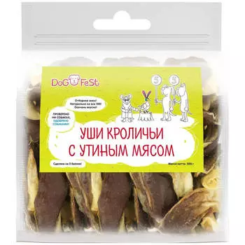 Уши кроличьи с утиным мясом, 500 г, Dog Fest