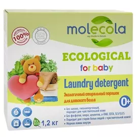 Стиральный порошок для белого и цветного детского белья, 1.2 кг, Molecola