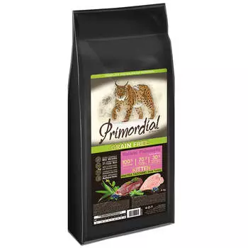 Сухой корм для котят беззерновой, утка, индейка, 6 кг, PRIMORDIAL