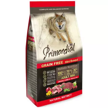 Сухой корм для собак мелких пород беззерновой, кабан, ягненок, 2 кг, PRIMORDIAL MINI ADULT