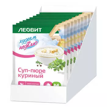 Суп-пюре куриный Худеем за неделю, 15 шт по 20 г, ЛЕОВИТ
