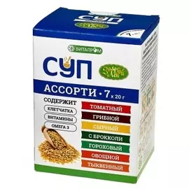 Супы быстрого приготовления «Ассорти», 7 видов по 20 гр, Золотой лен