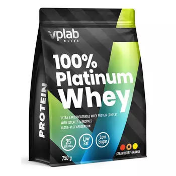 Сывороточный протеин 100% Platinum Whey, вкус «Клубника-банан», 750 г, VPLab