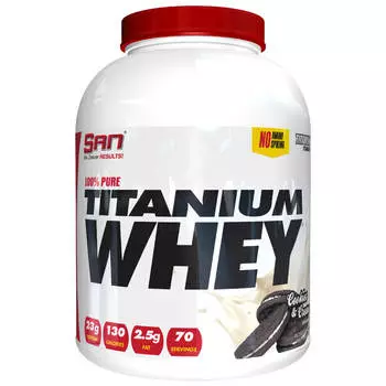 Сывороточный протеин 100% Pure Titanium Whey, печенье-крем, 2270г, SAN