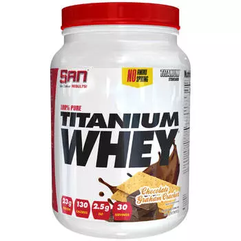 Сывороточный протеин 100% Pure Titanium Whey, шоколадное бисквитное печенье, 908 г, SAN