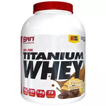 Сывороточный протеин 100% Pure Titanium Whey, шоколадное бисквитное печенье, 2270 г, SAN