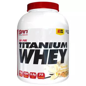 Сывороточный протеин 100% Pure Titanium Whey, ванильная ириска, 2270 г, SAN