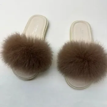 Fashion 2024 New Hot-selling Fashionable Round-toe Temperament Women s Slippers Flat Heel Comfortable Plush Thick-soled Women s Slippers 35 серый