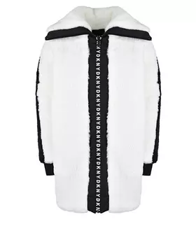 Белая куртка из эко-меха DKNY детская