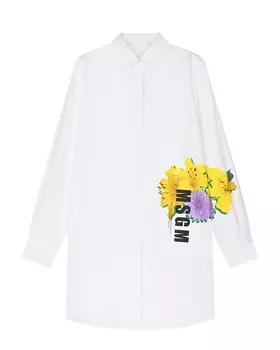 Белая рубашка с цветочным принтом MSGM детская