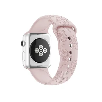 Силиконовый ремешок с гравировкой для Apple Watch Series 9, 41 мм, 45 Ultra, 2, 49 мм, женский ремешок для iWatch 8, 7, 4, 5, 6 se, 42 мм, 44 мм, 38 мм, 40 мм, браслет 49mm светло-розовый