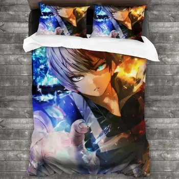 Fashion 3D Print Anime My Hero Academia Bedding Set Single Twin Full Queen King Size Bed Set Adult Boys Bedroom Duvet cover Sets EU single(135x200cm)