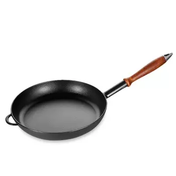 Сковорода чугунная 28 см с деревянной ручкой Staub чёрный