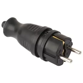 вилка прямая каучуковая EKF 230В 2P+PE 16A IP44 черный