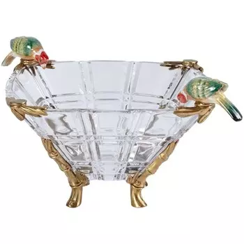 Чаша Glasar с птичками 31х31х18 см hgl488
