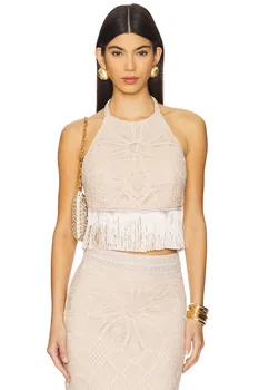 Топ на завязках с цветочным крючковым узором X camila coelho от Patbo, beige