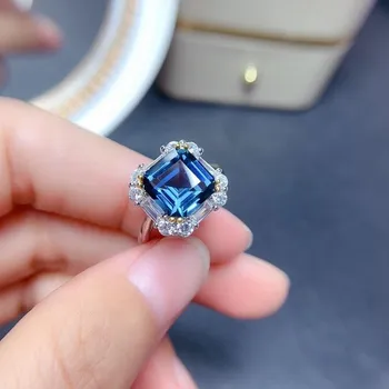 Bella Box, новые модные темпераментные принцессы, синие кольца квадратной формы для женщин, великолепные ювелирные изделия с цирконом на день Святого Валентина, подарок