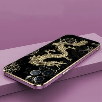 N81 Dragon design art Plating Edge Мягкие чехлы для телефонов из ТПУ для Samsung A54 A13 A14 S24 Plus S23 Ultra S20 S21 FE A55 A05 A52s противоударный чехол Samsung A03