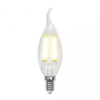 Лампа светодиодная E14 6W 4000K (Белый свет) свеча на ветру прозрачная Uniel Sky LED-CW35-6W/NW/E14/CL PLS02WH картон (UL-00001374)