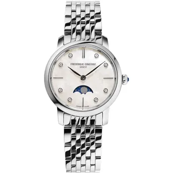 Швейцарские наручные женские часы Frederique Constant FC-206MPWD1S6B. Коллекция Slim Line Moonphase