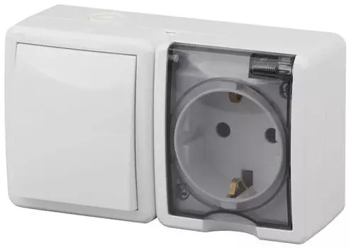 Блок розетка-выключатель ЭРА Эксперт IP54 16A 250V 11-7401-01 Б0020733