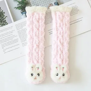 Baby Socks Fall Winter Warm Thickened Coral Velvet Newborn Baby Socks Warm Long Knee Cartoon Doll Children Socks Baby Clothes 1-5 Years