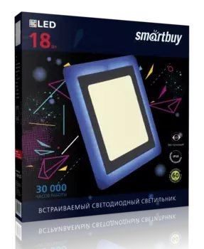 Светильник потолочный светодиодный DLB , 18Вт, 3000K, 1440лм, встраиваемый, IP20, SMARTBUY (SBLSq-DLB-18-3K-B)