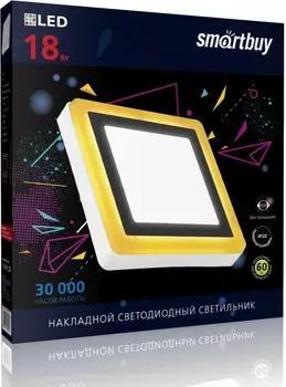 Светильник потолочный светодиодный DLB , 18Вт, 6500K, 1440лм, встраиваемый/накладной, IP20, SMARTBUY (SBLSq1-DLB-18-65K-O)