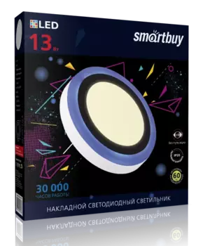 Светильник настенно-потолочный светодиодный, 13Вт, 3000K, 1040лм, IP20, SMARTBUY (SBL1-DLB-13-3K-B)