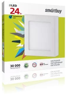 Светильник потолочный светодиодный, 24Вт, 6500K, IP20, SMARTBUY (SBL-SqSDL-24-65K)