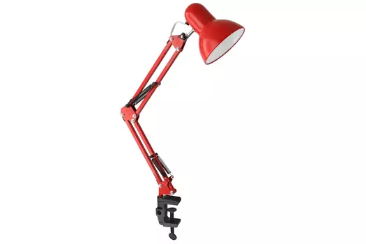 Светильник на струбцине Ultraflash UF-312P С04, E27, 60 Вт, без ламп, красный (12896)