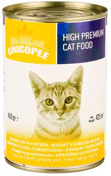 Chicopee Cat для взрослых кошек с кусочками курицы в соусе (400 гр х 24 шт)