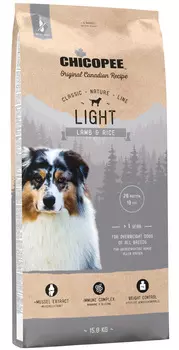 Chicopee Classic Nature Line Light Lamb &amp; Rice диетический для взрослых собак всех пород с ягненком и рисом (15 кг)