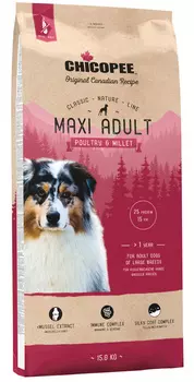 Chicopee Classic Nature Line Maxi Adult Poultry &amp; Millet для взрослых собак крупных пород с птицей и просом (15 кг)
